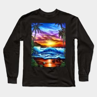 Sunset Hawaiian seascape Long Sleeve T-Shirt